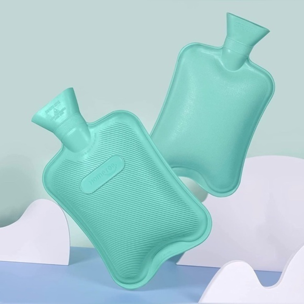 NEW HomeTop Premium Classic Rubber Hot Water Bottle – Mint Green, 1.6 L